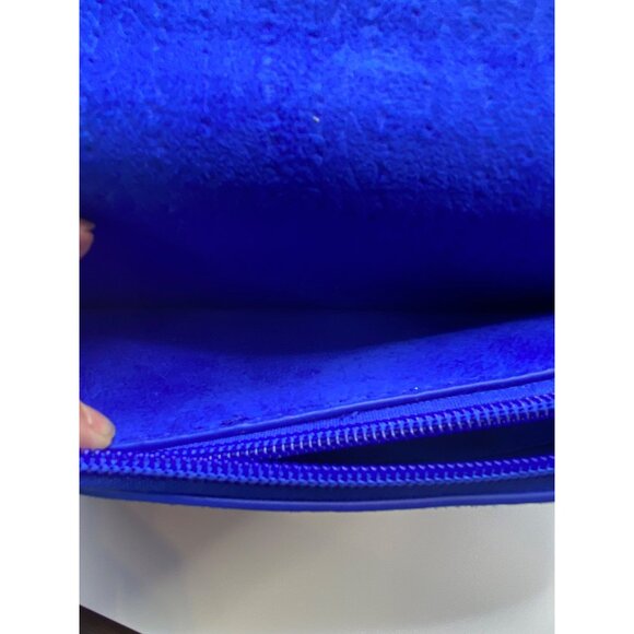 Royal Blue Quilted Velvet feel  Clutch Wristlet With Chain Strap & Turn Lock Clo - Picture 15 of 15